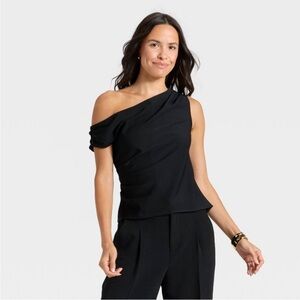 A New Day Black One-Shoulder Blouse